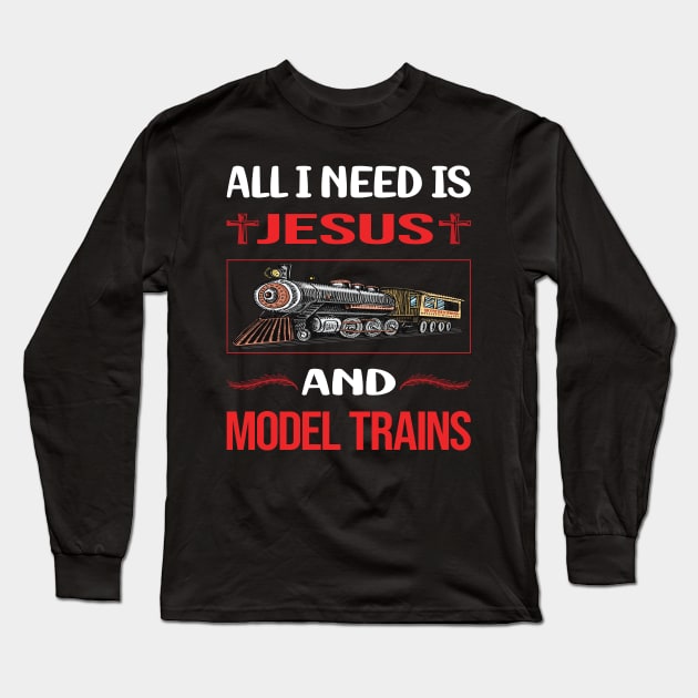 Funny Jesus Model Train Trains Railroad Railway Long Sleeve T-Shirt by lainetexterbxe49